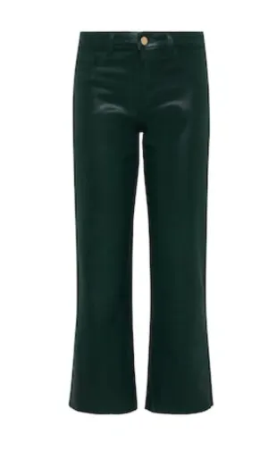 L'Agence Wanda HR Crop Wide Leg Coated Forest Green