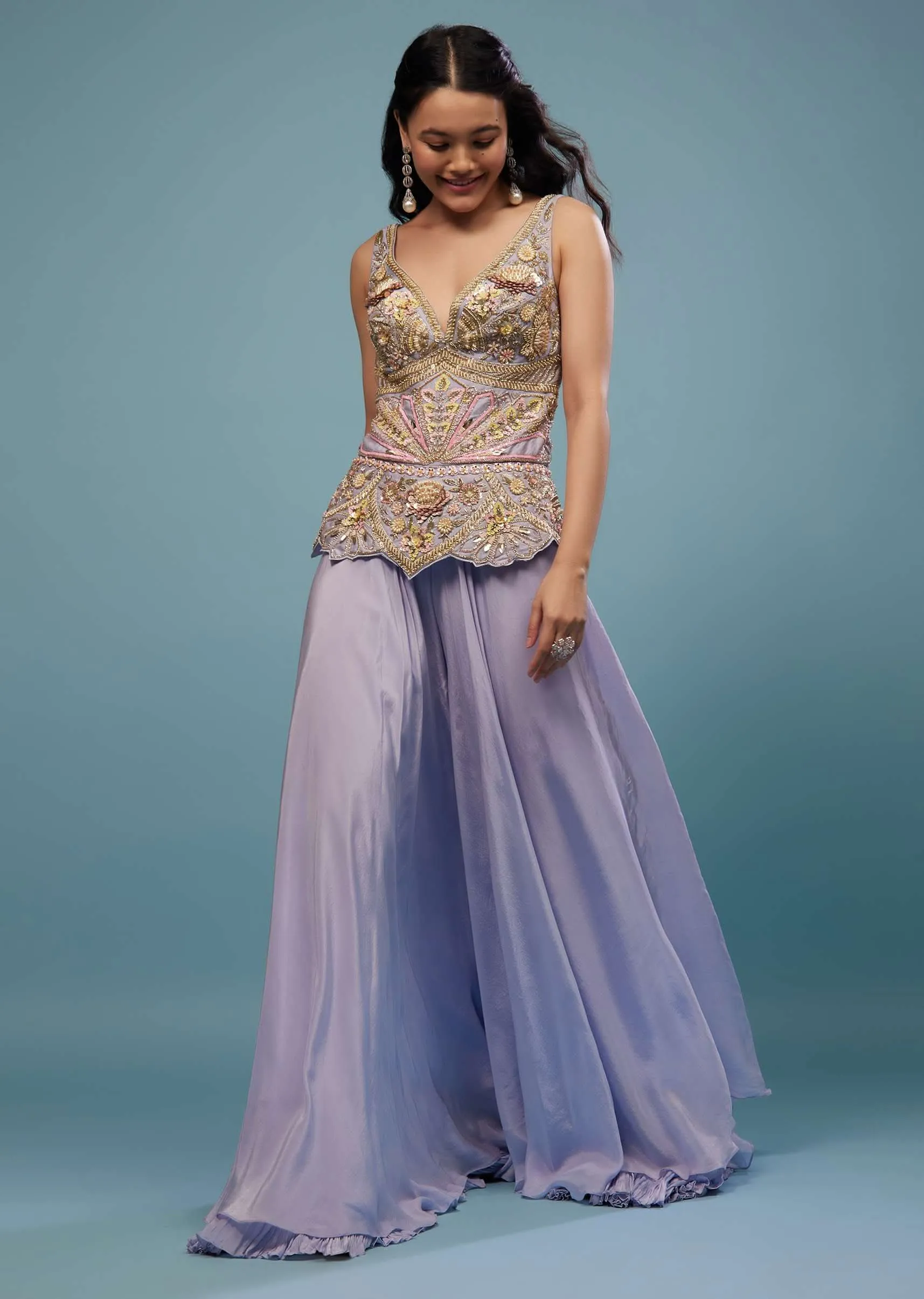 Lavender Purple Embroidered Jumpsuit