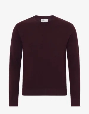 Light Merino Wool Crew - Oxblood Red