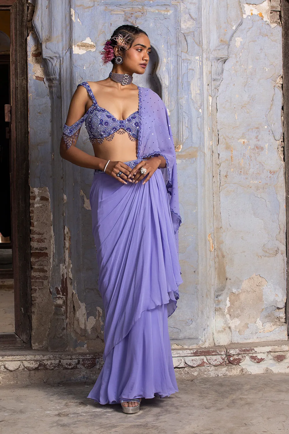 Lilac Drape Saree