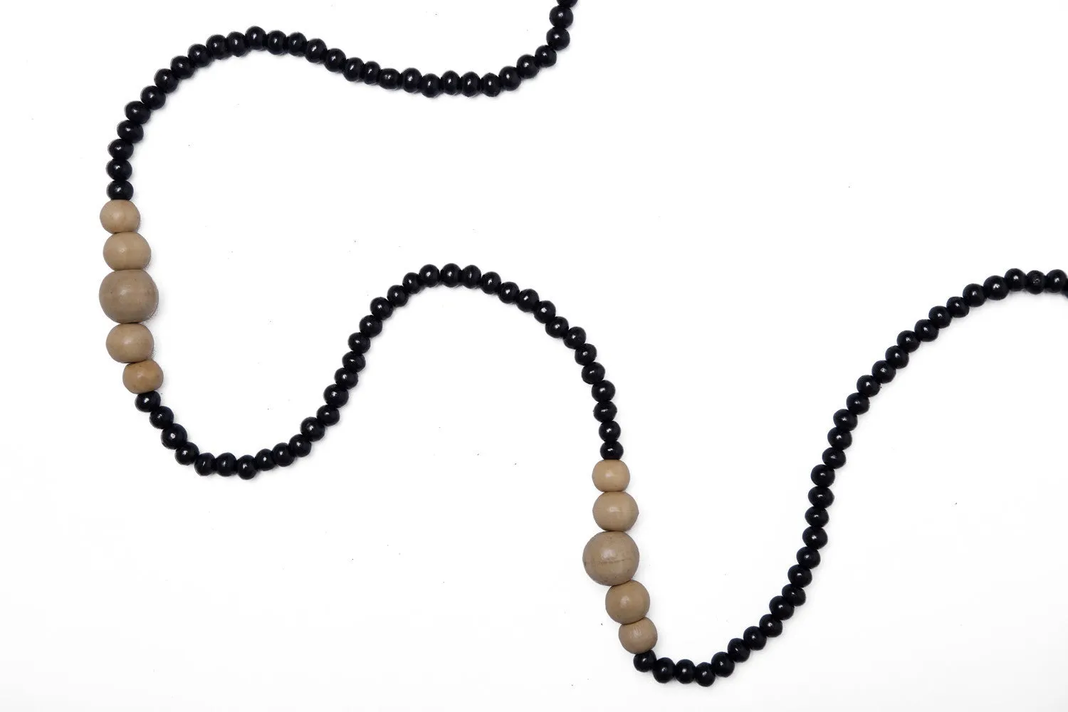 Long Bead Necklace Charcoal & Natural