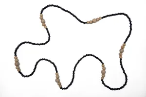 Long Bead Necklace Charcoal & Natural