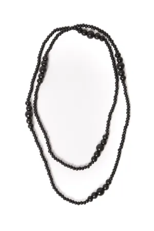 Long Bead Necklace Charcoal