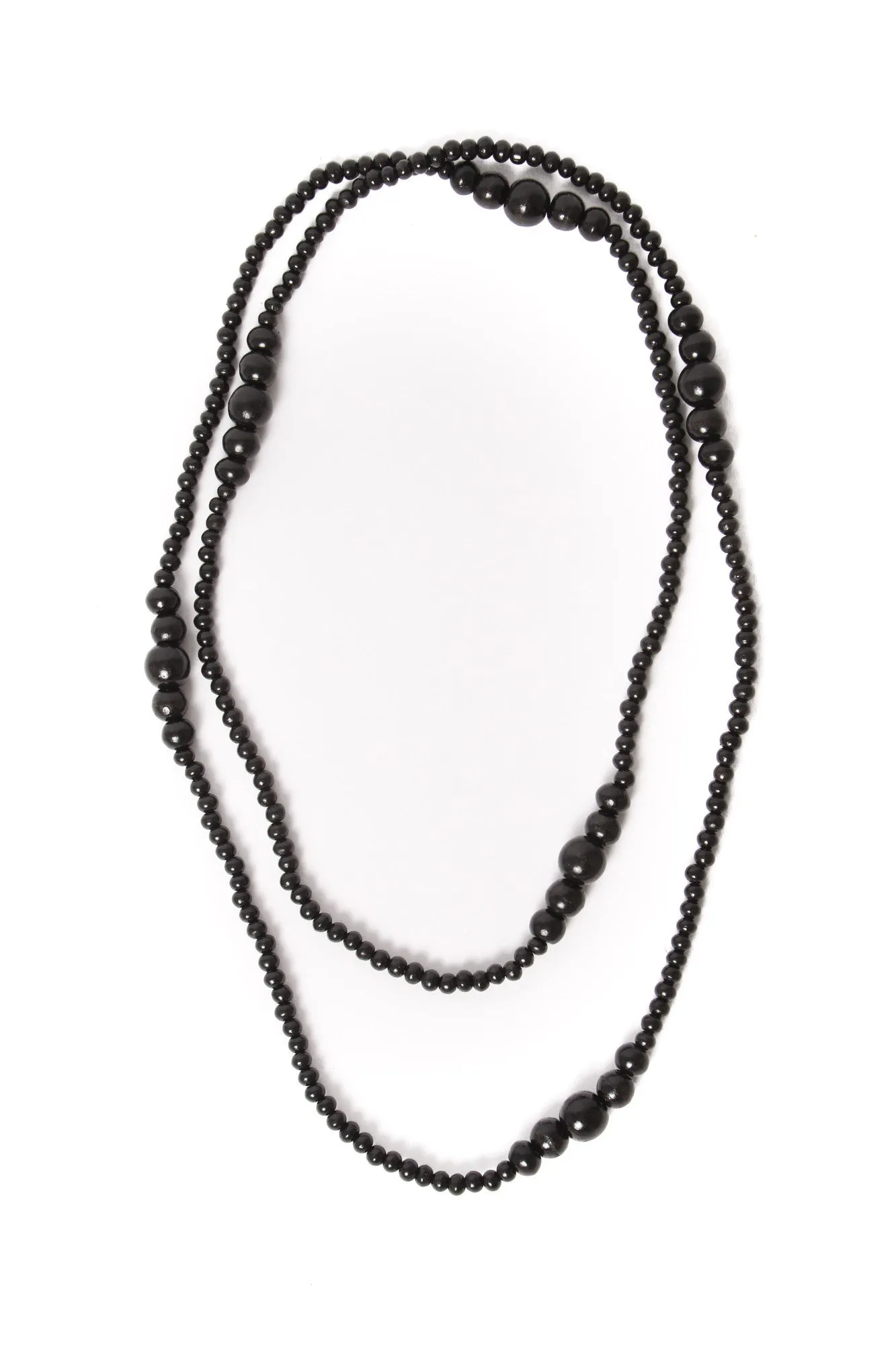 Long Bead Necklace Charcoal