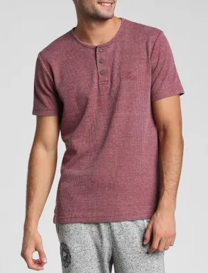 Ludgate Waffle Burnout Henley T-Shirt In Oxblood - Tokyo Laundry