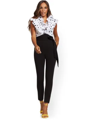 Madie Dot-Print Ruffled Jumpsuit