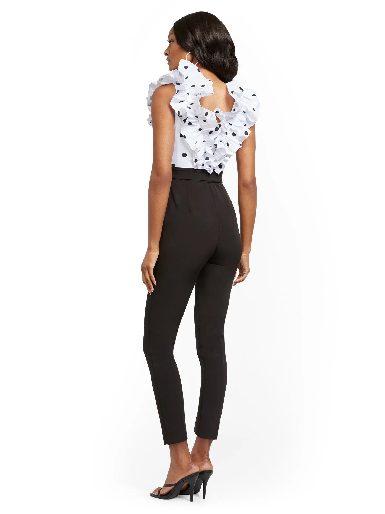 Madie Dot-Print Ruffled Jumpsuit