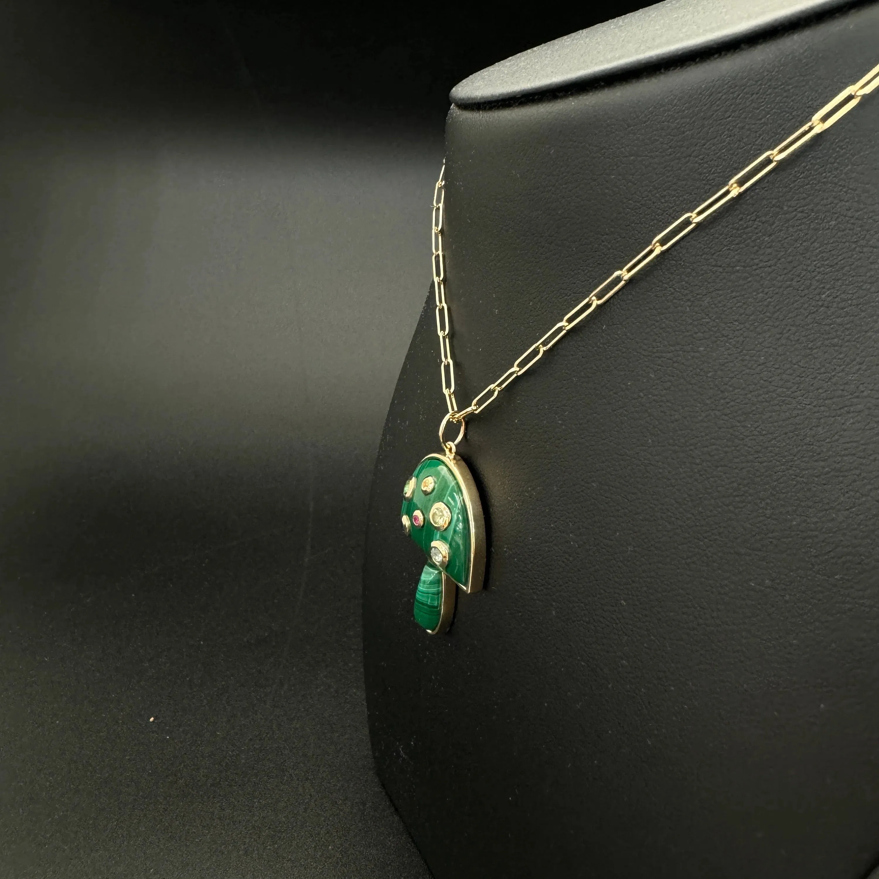 Malachite Mushroom Pendant 39x22.50mm