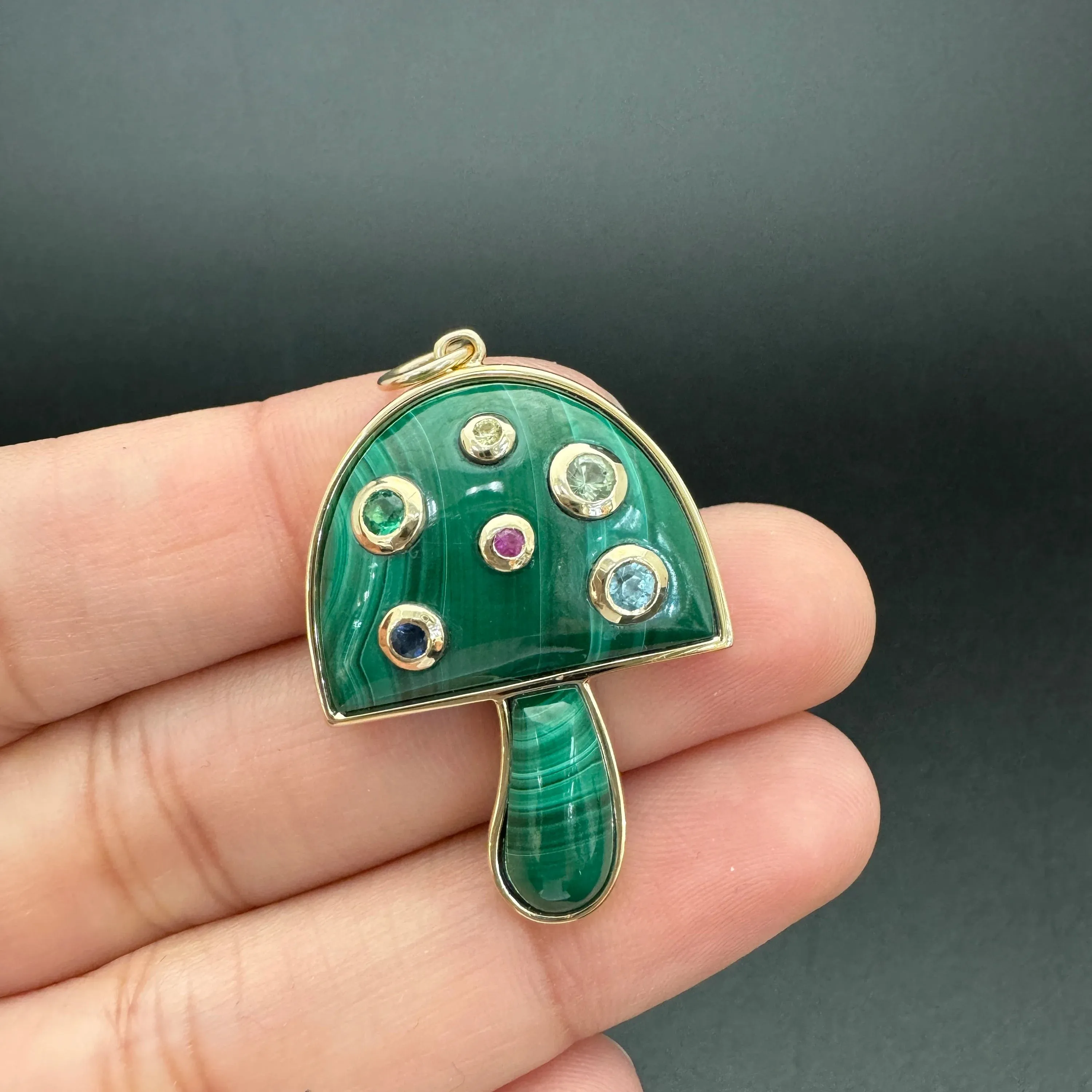 Malachite Mushroom Pendant 39x22.50mm