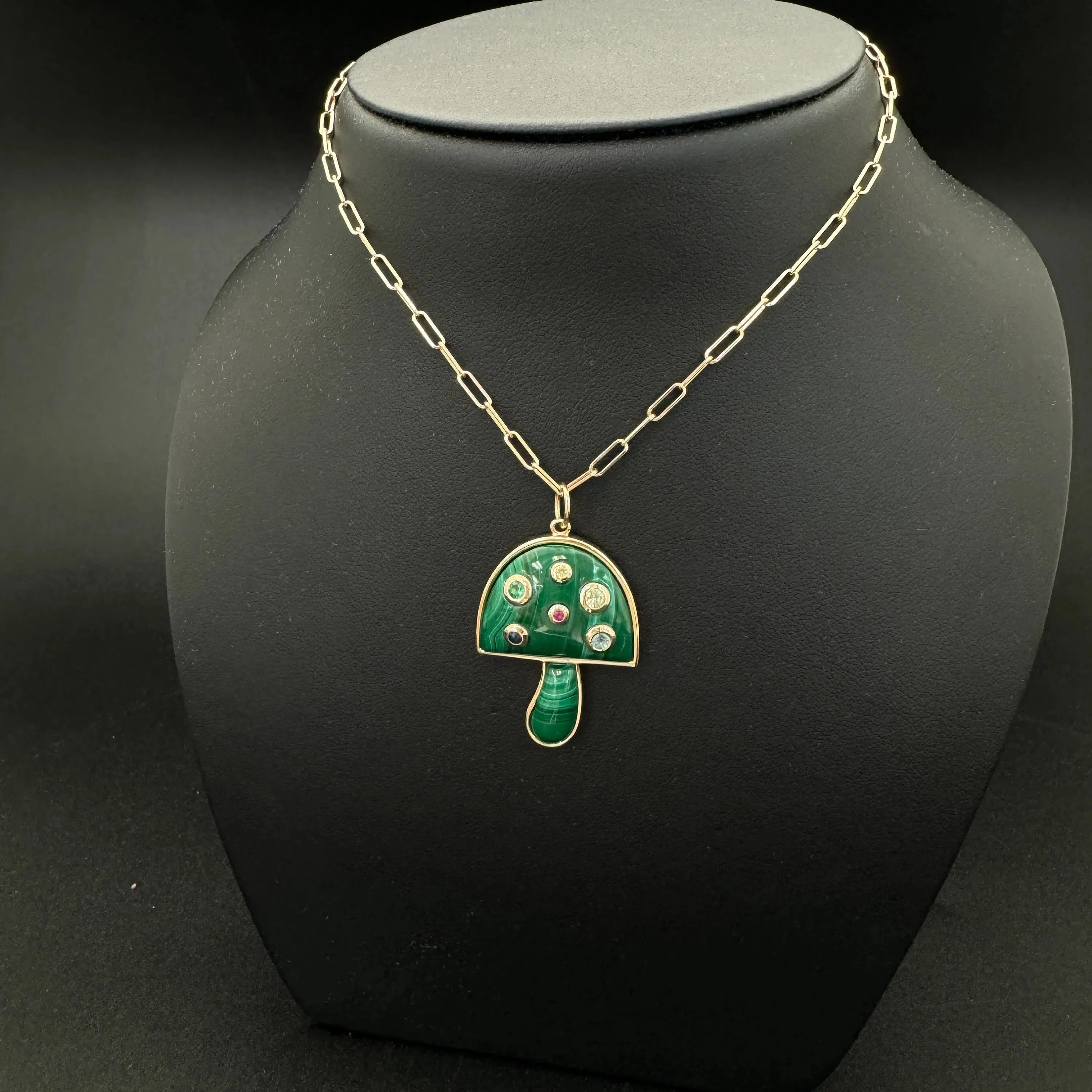 Malachite Mushroom Pendant 39x22.50mm