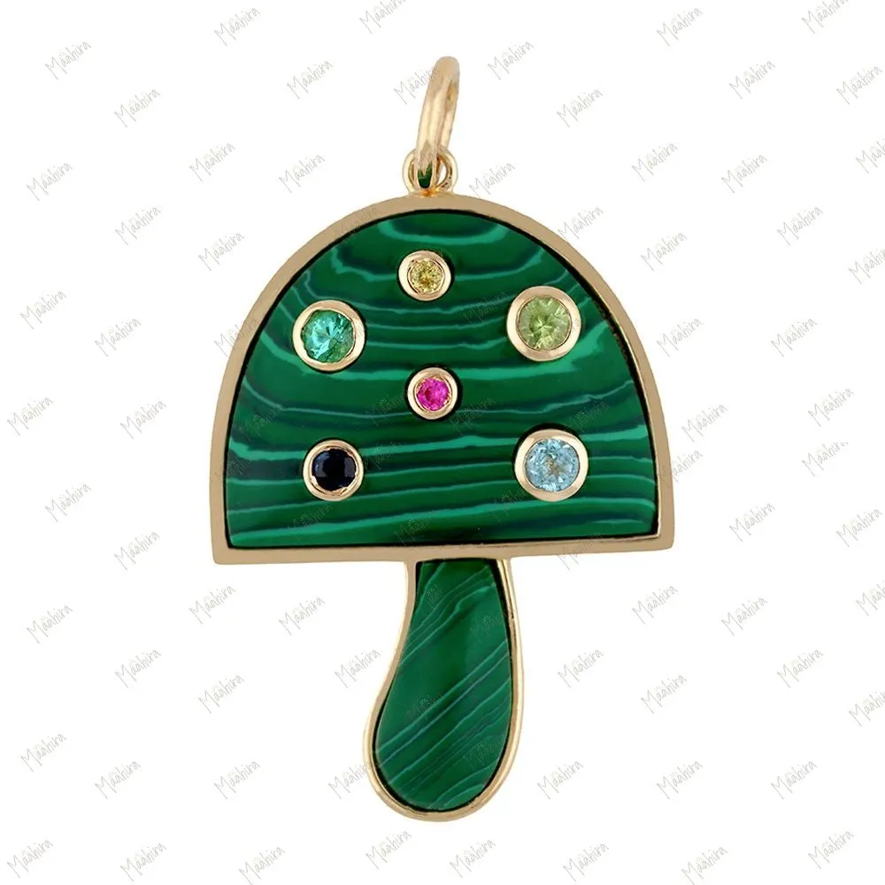 Malachite Mushroom Pendant 39x22.50mm