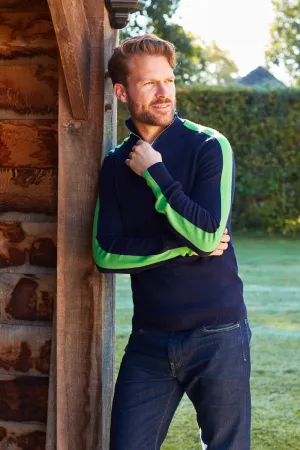 Mens Birdie 10 zip Jumper in Navy & Green