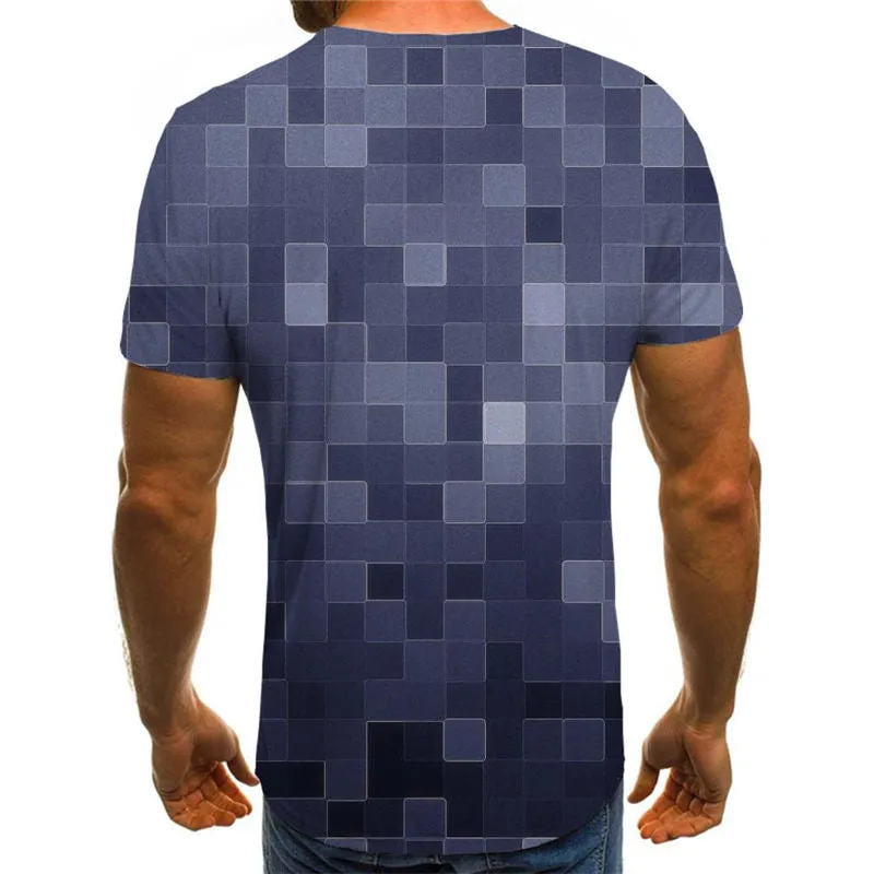 Mosaic plaid texture shirts special texture 3D tshirt men art costume Casual different