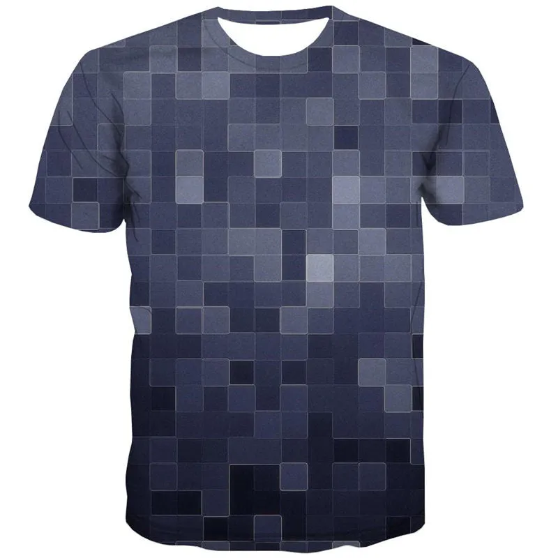 Mosaic plaid texture shirts special texture 3D tshirt men art costume Casual different