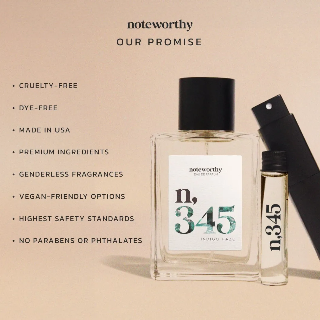 Noteworthy n,345 Eau De Parfum | Indigo Haze | Citrus, Lavender, Patchouli Fragrance