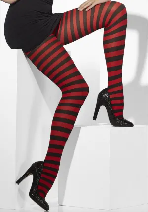 Opaque Tights, Red & Black