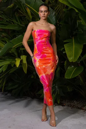 Oralie Midi Dress - Orange Floral