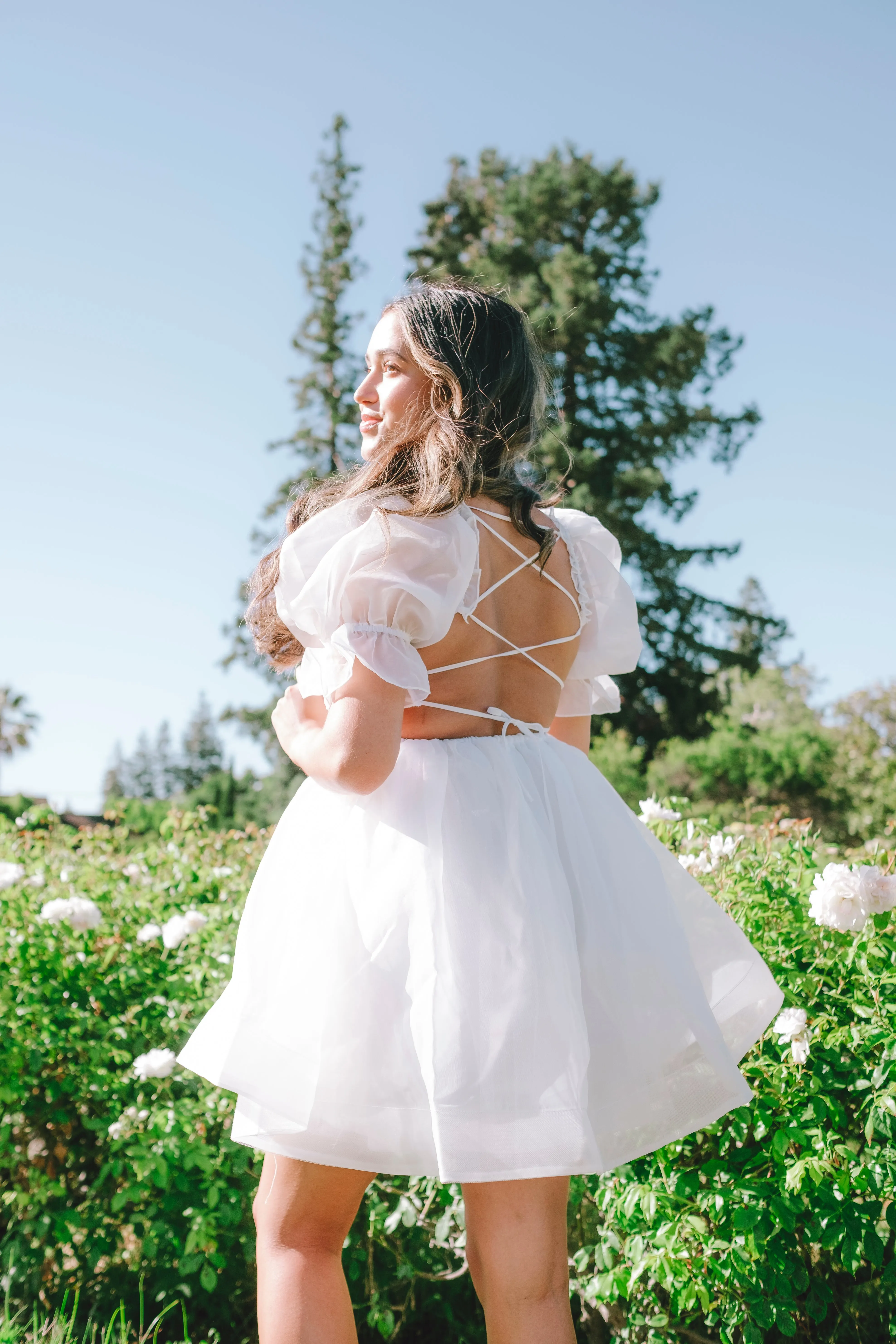 Puff Babydoll Dress - White