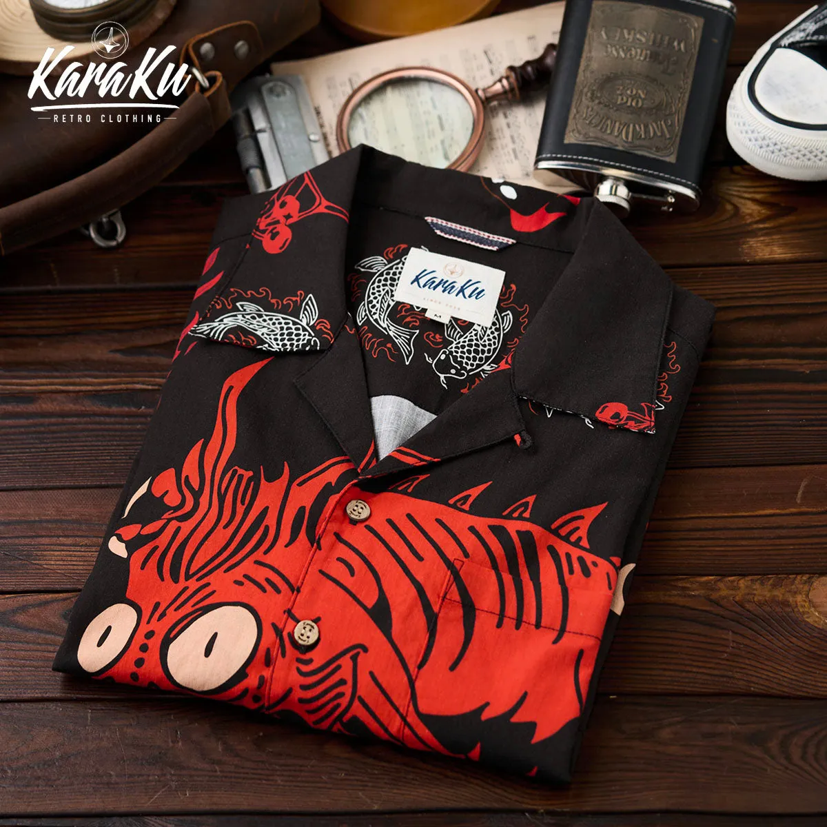Retro Halloween Fusion Cotton Camp Shirt