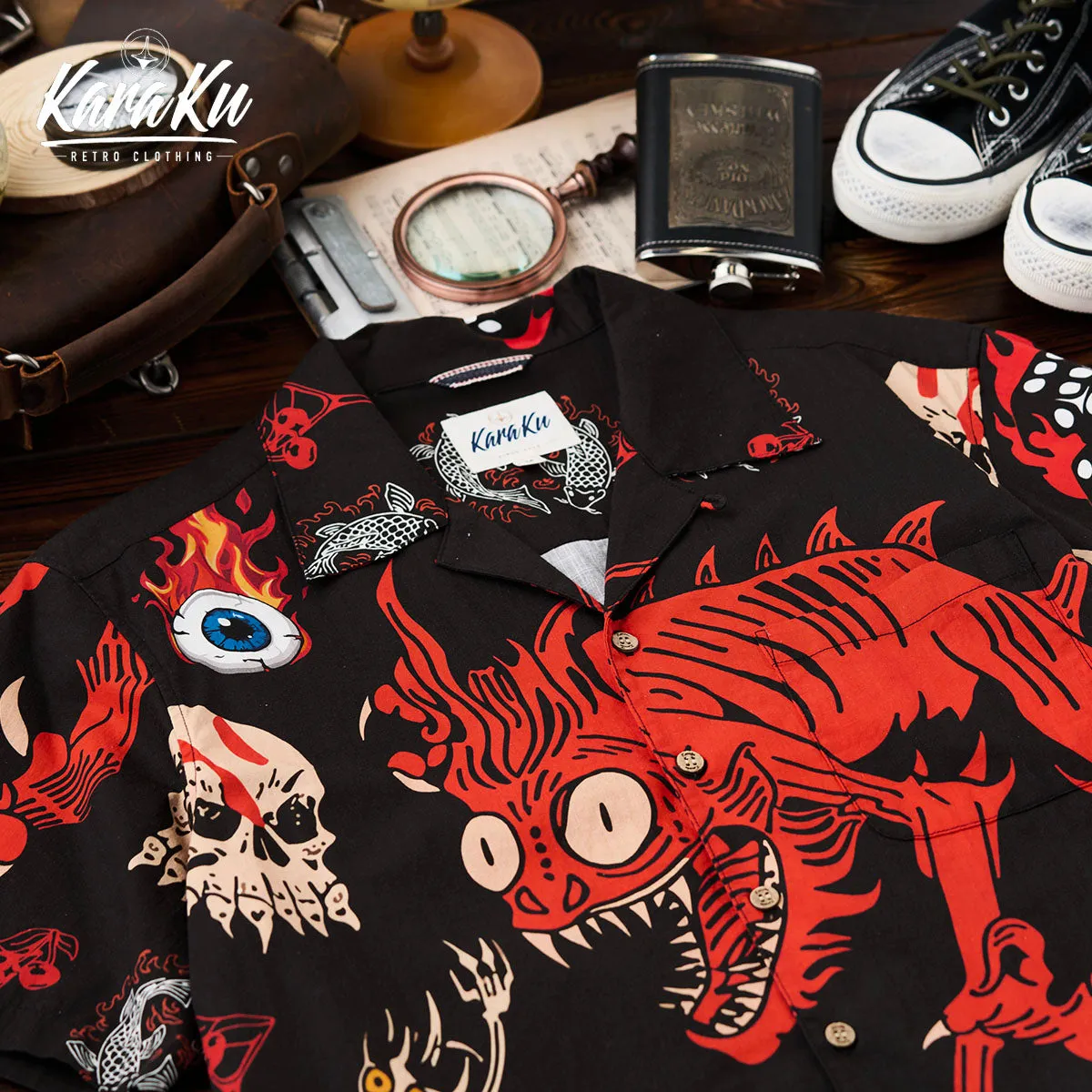 Retro Halloween Fusion Cotton Camp Shirt