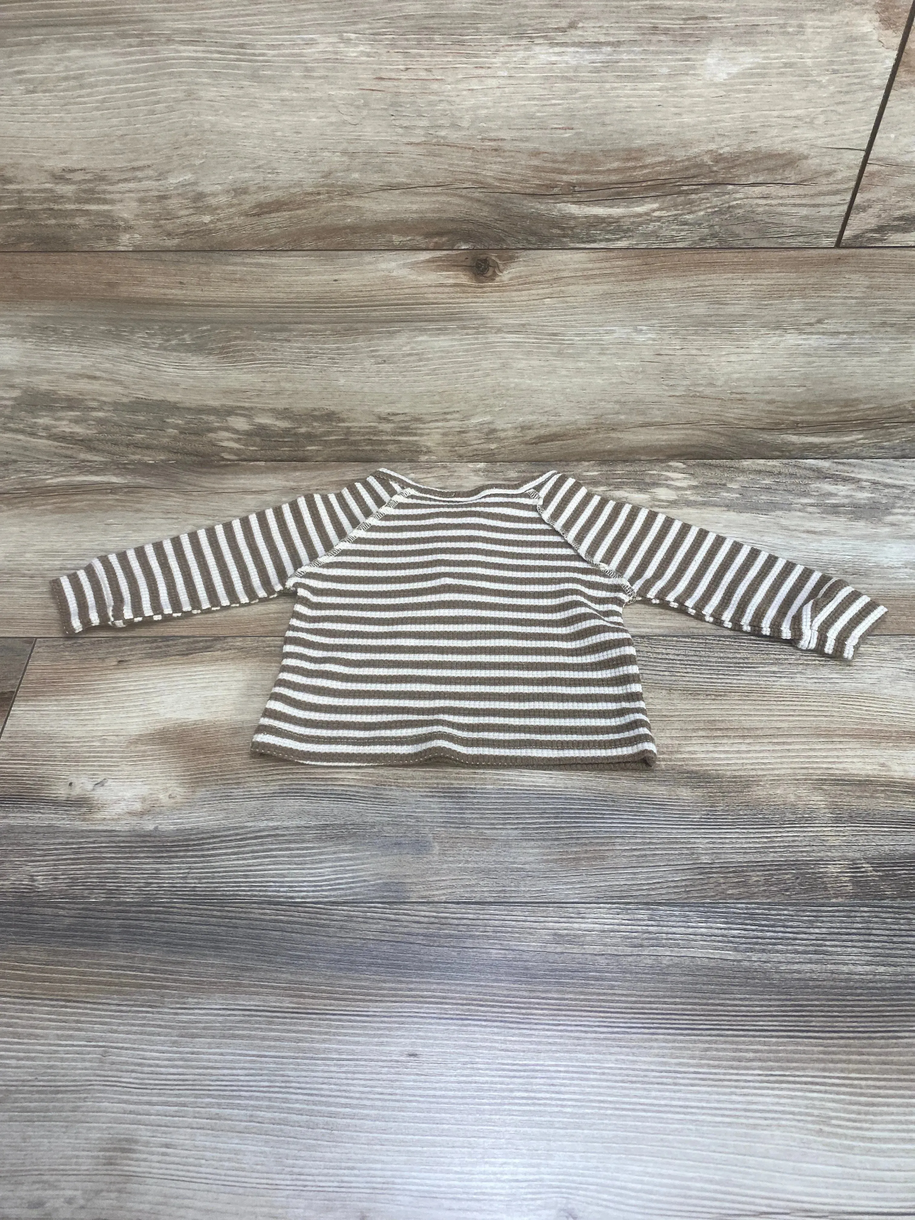 Shein Striped Henley Shirt Beige sz 3m
