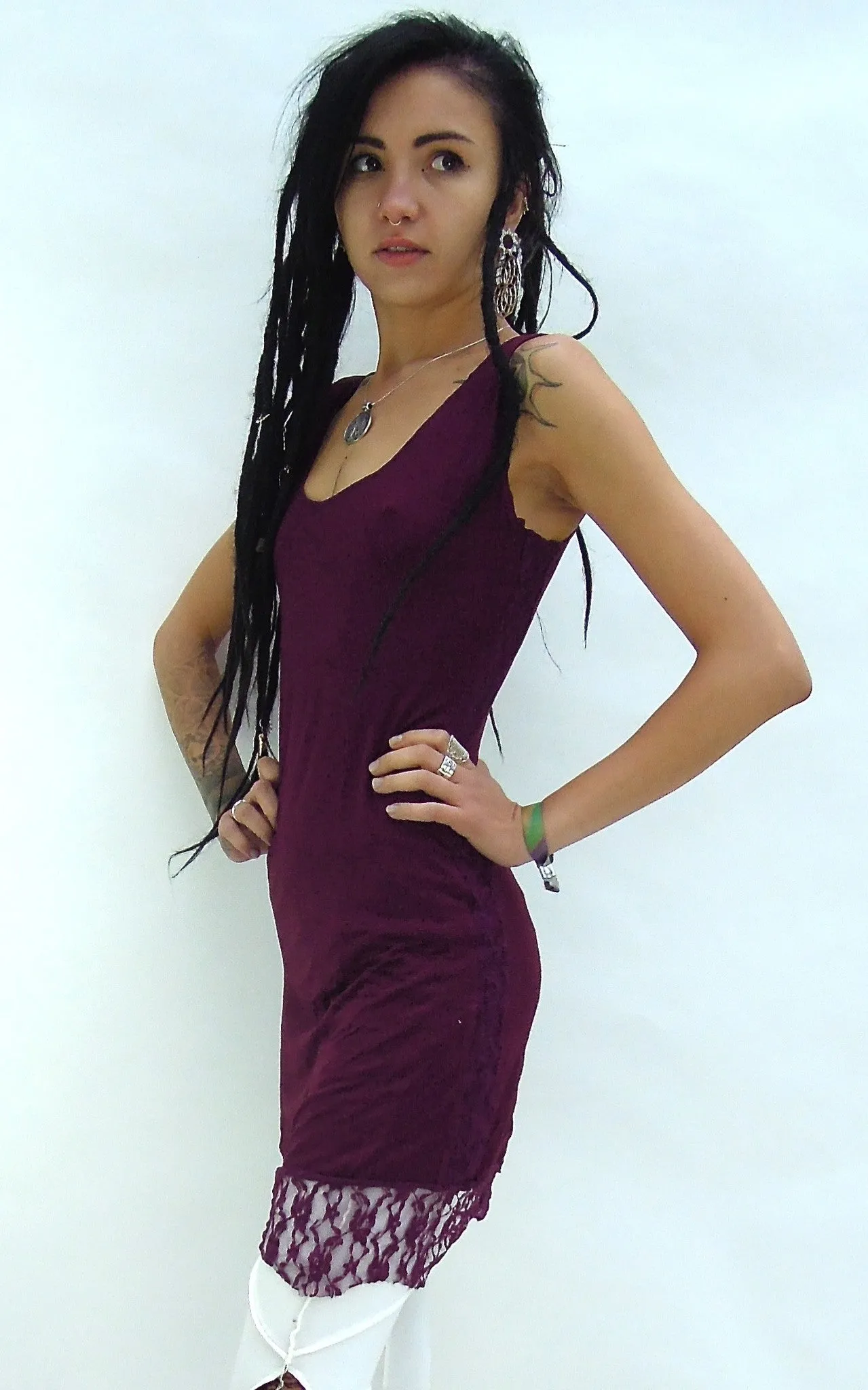 Short Woman's Corset Dress with lace hem