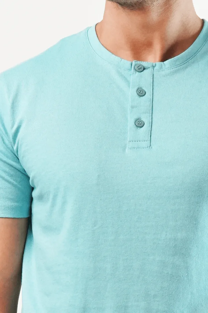 Sky Short Sleeve Henley T-Shirt