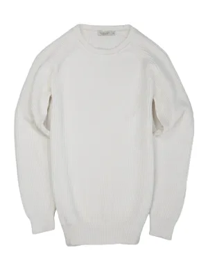 Suitsupply - White Cotton Raglan Crewneck XS
