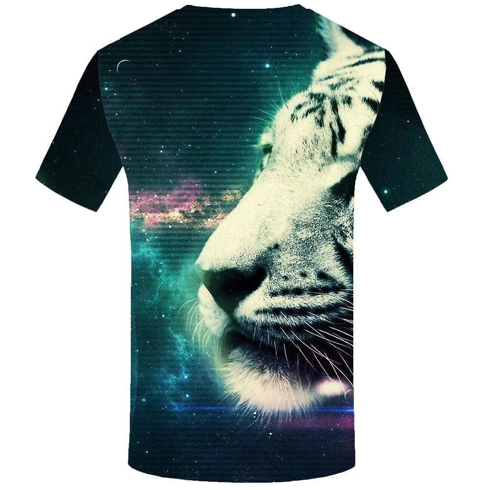 Tiger T shirt Men Galaxy Space T-shirt 3d Nebula Tshirts Print Animal Tshirt Anime Abstract T shirts Funny Mens Fashion