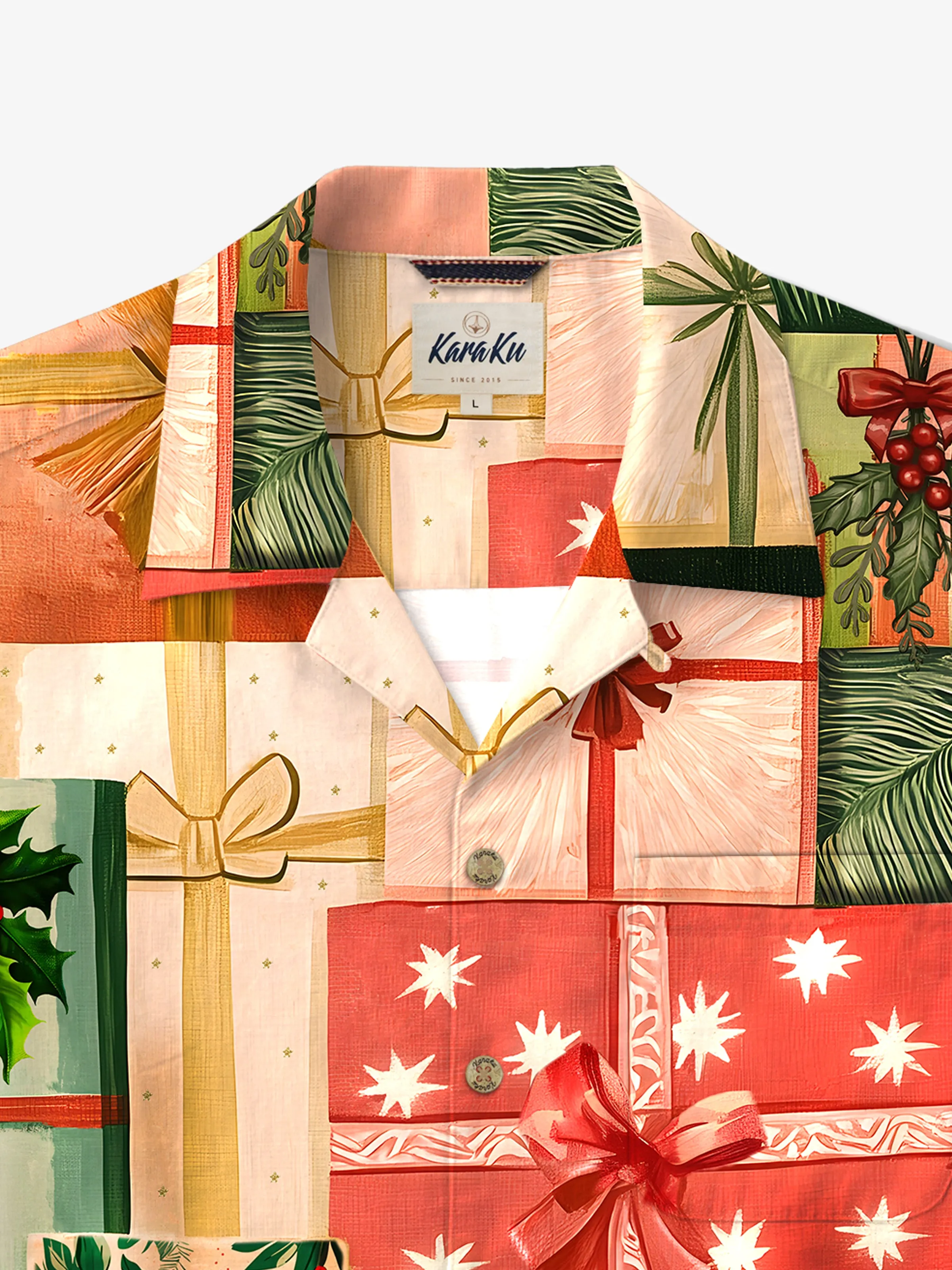 Vintage Festive Christmas Gift Seersucker Camp Shirt