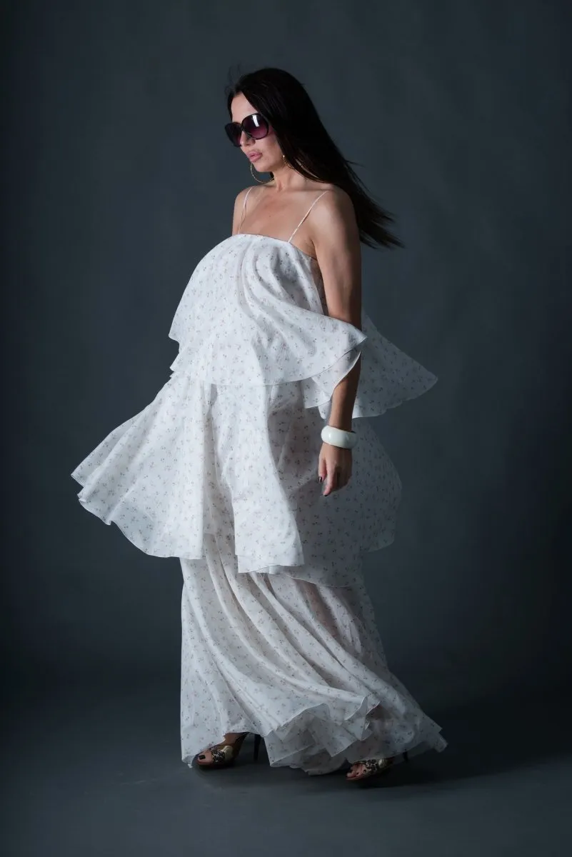 White Flounces Dress DALILA