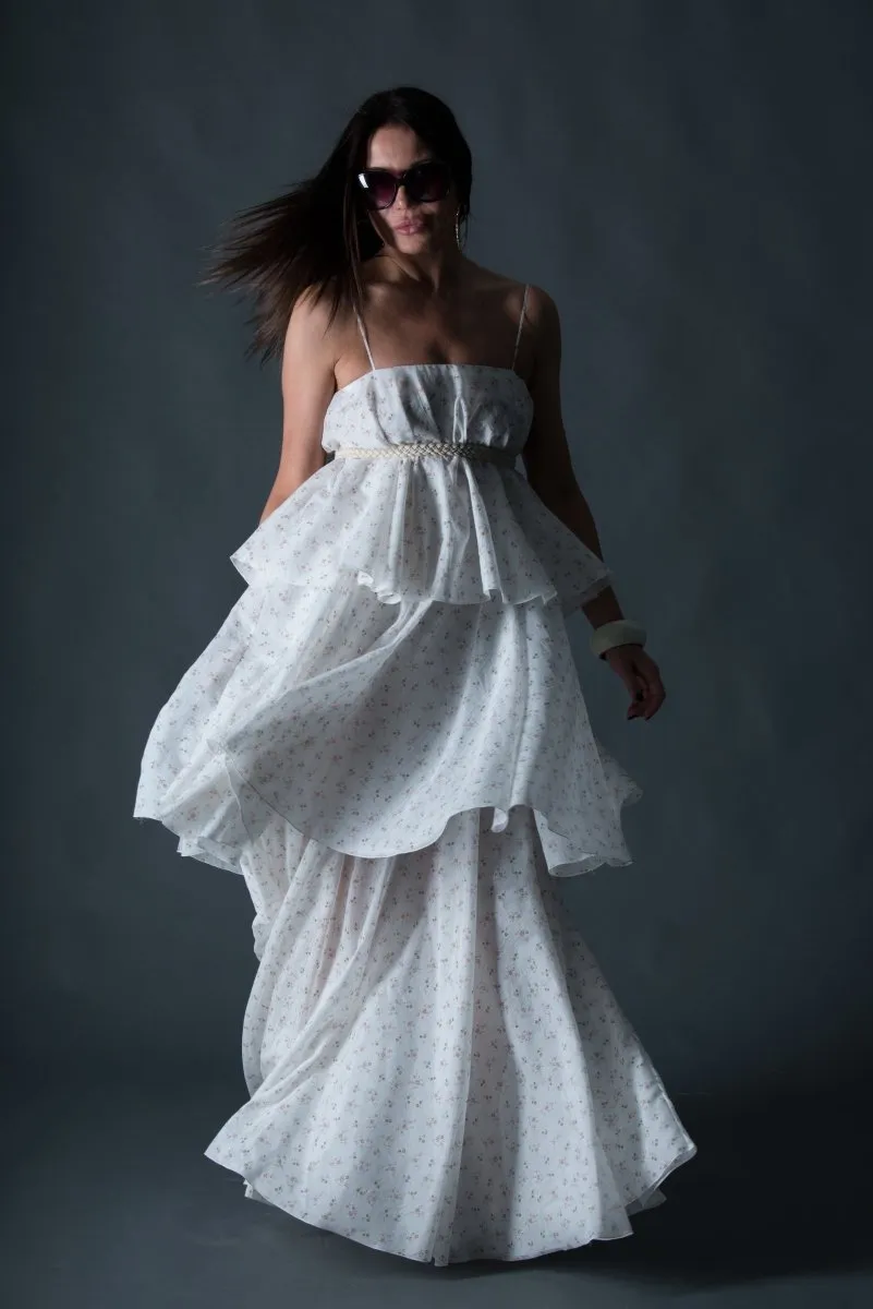 White Flounces Dress DALILA