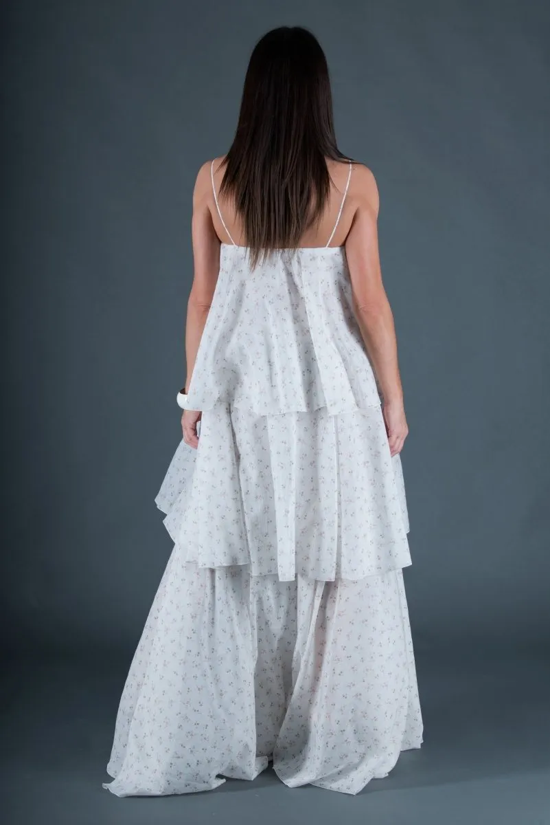 White Flounces Dress DALILA