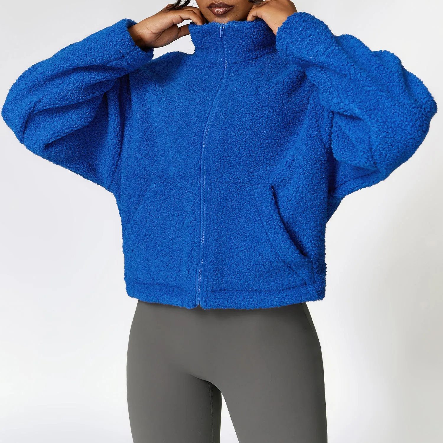 Winter Zipper Thermal Cashmere Fitness Sports Jacket For Women