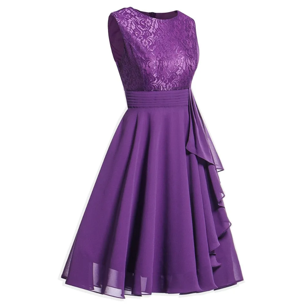 Women Sleeveless Pink Party A-Line Chiffon Elegant Women Dresses - WD8250