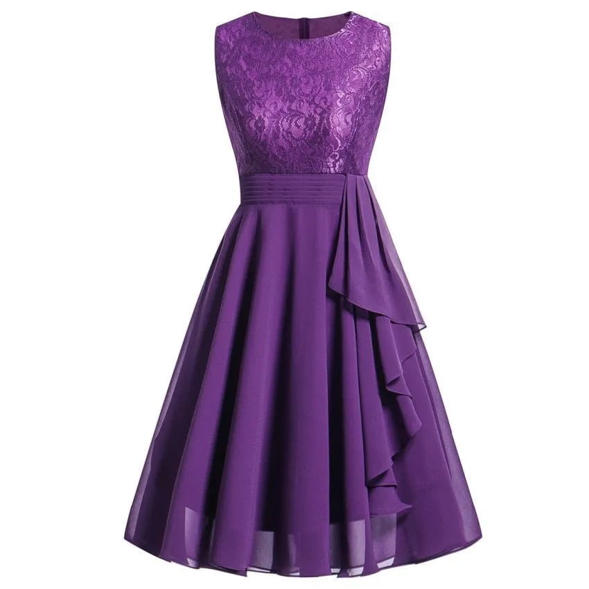 Women Sleeveless Pink Party A-Line Chiffon Elegant Women Dresses - WD8250