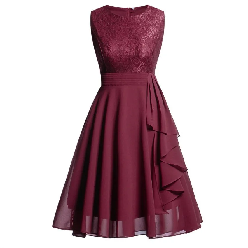 Women Sleeveless Pink Party A-Line Chiffon Elegant Women Dresses - WD8250
