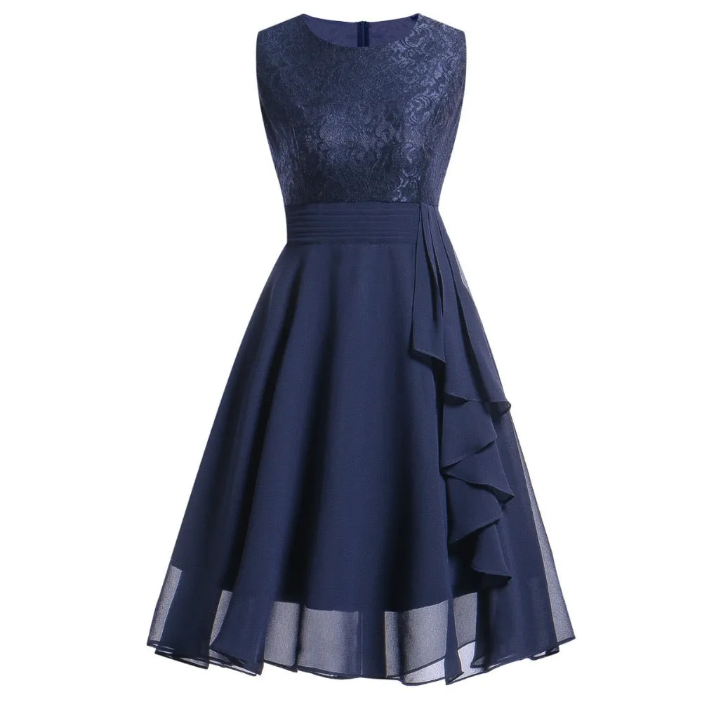 Women Sleeveless Pink Party A-Line Chiffon Elegant Women Dresses - WD8250