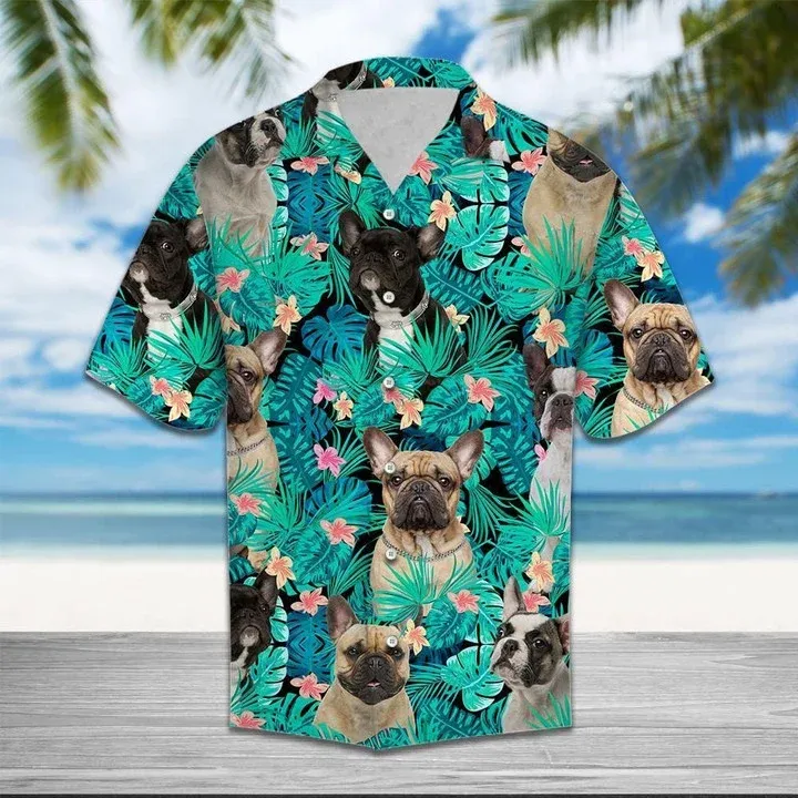 Wonderful French Bulldog Tropical Jungle Design Hawaiian Shirt