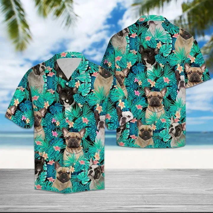 Wonderful French Bulldog Tropical Jungle Design Hawaiian Shirt
