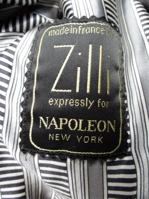ZILLI NAPOLEON FRANCE LAMBSKIN Leather Silk moto jacket BLACK 52 coat MENS biker